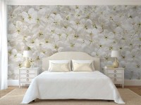 Fotobehang witte cherry bloemen slaapkamer